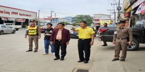 ร่วมตรวจการจราจรและสังเกตุการณ์บริเวณก่อสร้างถนนแยก บขส.เลย